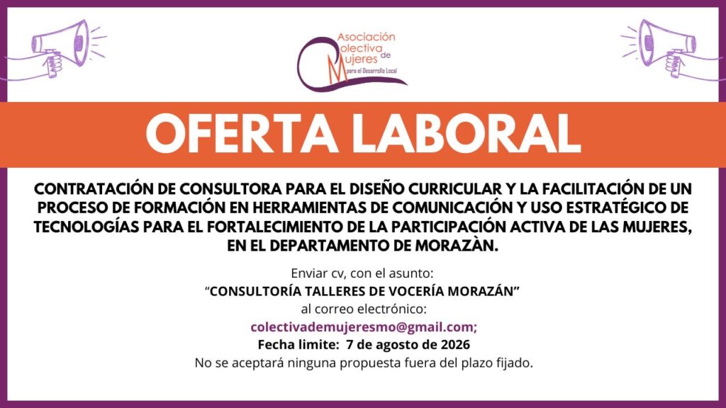 CONTRATACIÓN DE SERVICIOS DE CONSULTORÍA PARA EL DISEÑO CURRICULAR Y LA FACILITACIÓN DE UN PROCESO DE FORMACIÓN EN HERRAMIENTAS DE COMUNICACIÓN Y USO ESTRATÉGICO DE TECNOLOGÍAS